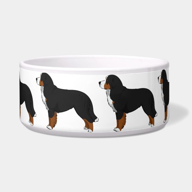 Bernese Mountain Dog Ceramic Dog Bowl (Front)