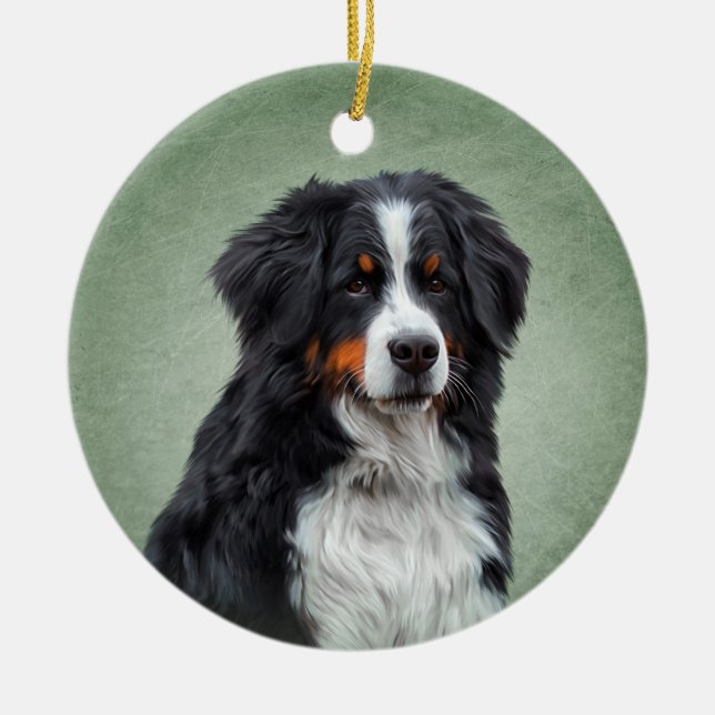 Bernese Mountain Dog Ceramic Tree Decoration (Front)