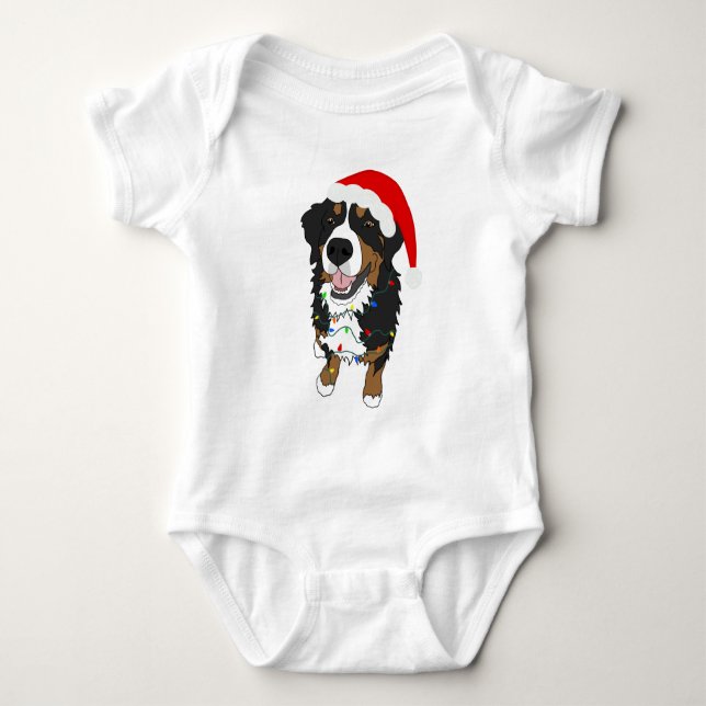 Bernese Mountain Dog Christmas  Baby Bodysuit (Front)