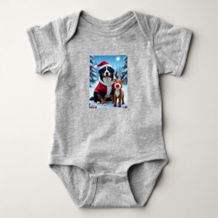 Bernese Mountain Dog Christmas  Baby Bodysuit