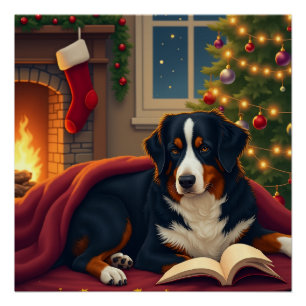 Bernese Mountain Dog Christmas Bedtime Story Poster