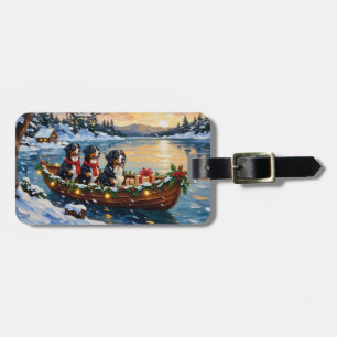 Bernese Mountain Dog Christmas Boat Holiday Luggage Tag