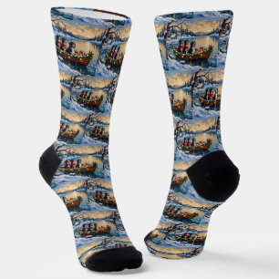 Bernese Mountain Dog Christmas Boat Holiday Socks