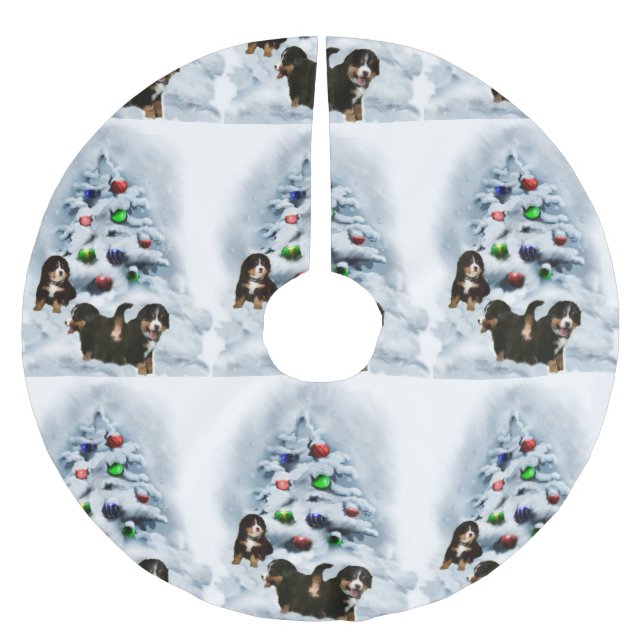 Bernese Mountain Dog Christmas Brushed Polyester Tree Skirt (Front)