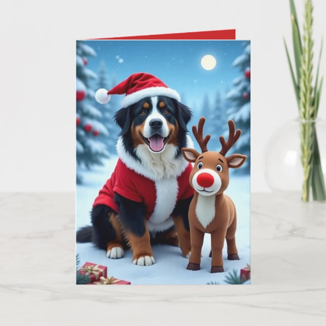 Bernese Mountain Dog Christmas  Card (Front)