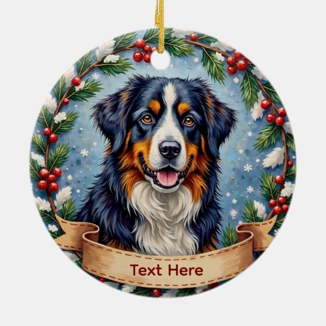 Bernese Mountain Dog Christmas Ceramic Tree Decoration (Back)
