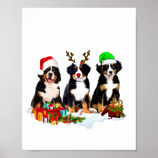 Bernese Mountain Dog Christmas Cute Fullprint  Poster (Front)
