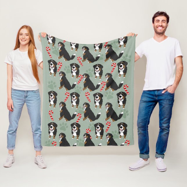 Bernese Mountain Dog Christmas  Fleece Blanket (In Situ)