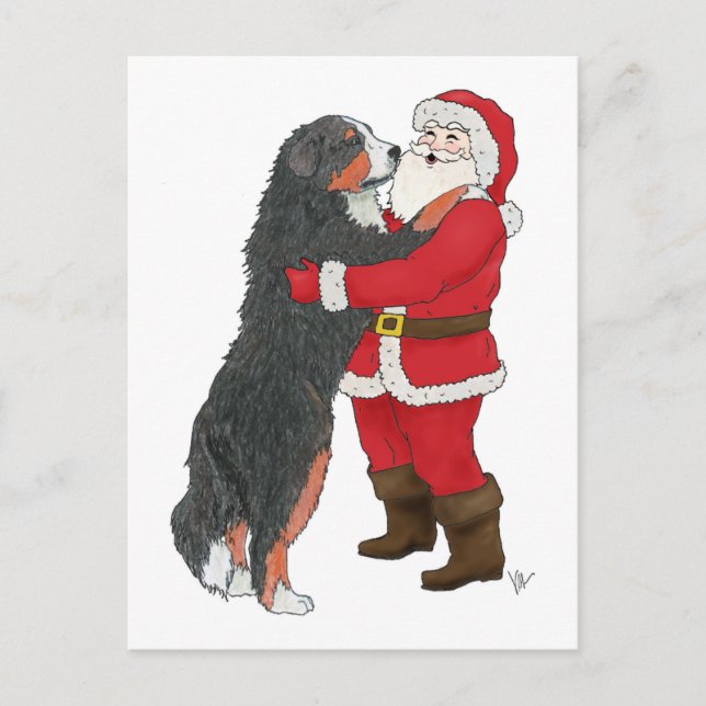 Bernese Mountain Dog Christmas Greeting Holiday Postcard (Front)