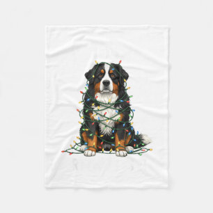 Bernese Mountain Dog Christmas I'm Fine Everything Fleece Blanket