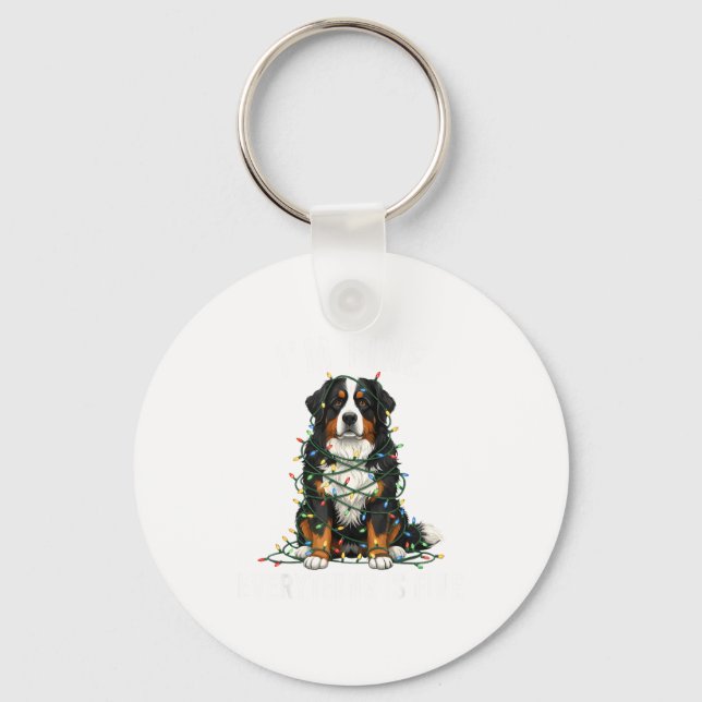 Bernese Mountain Dog Christmas I'm Fine Everything Key Ring (Front)