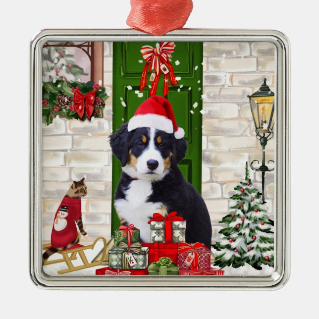 Bernese Mountain Dog Christmas   Metal Tree Decoration (Front)