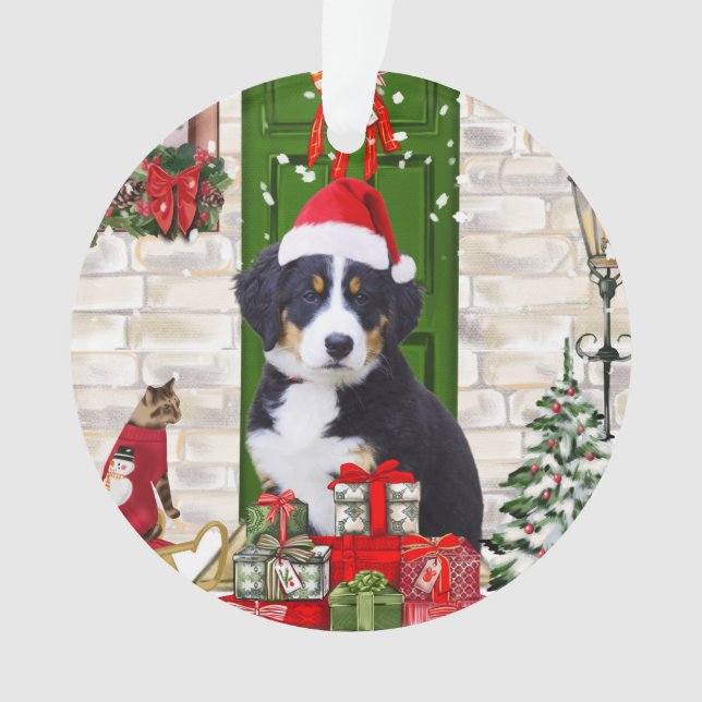 Bernese Mountain Dog Christmas  Ornament (Front)
