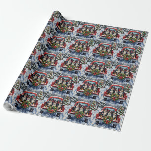 Bernese Mountain Dog Christmas Red Truck Holiday Wrapping Paper