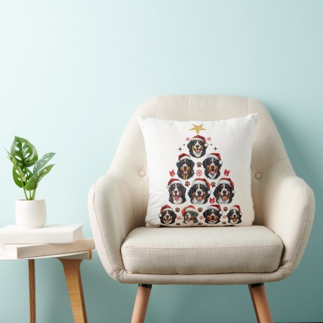 Bernese Mountain Dog Christmas Tree, Xmas Berner Cushion (Chair)