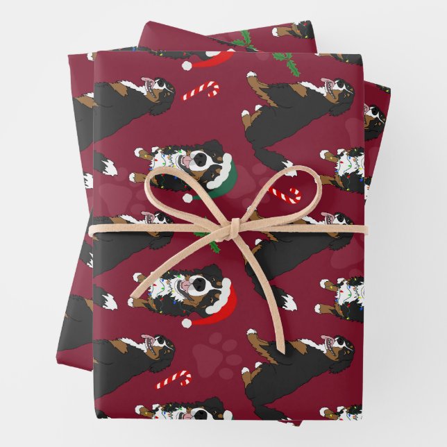 Bernese Mountain Dog Christmas  Wrapping Paper Sheet (In situ)
