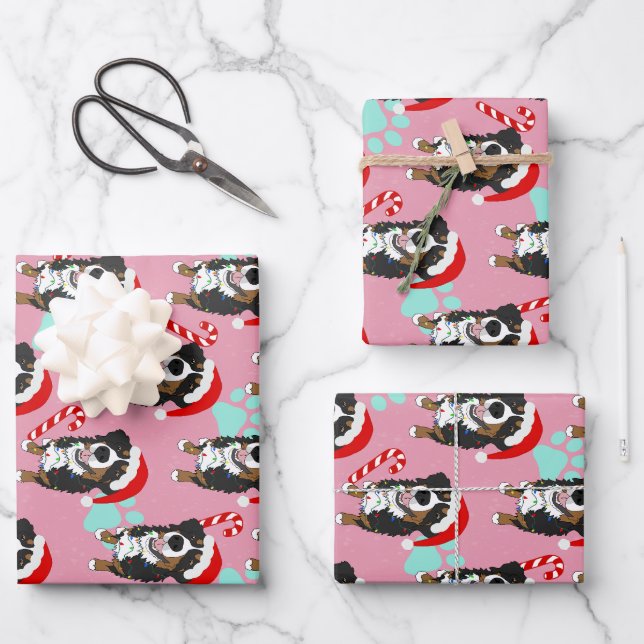 Bernese Mountain Dog Christmas  Wrapping Paper Sheet (Front)
