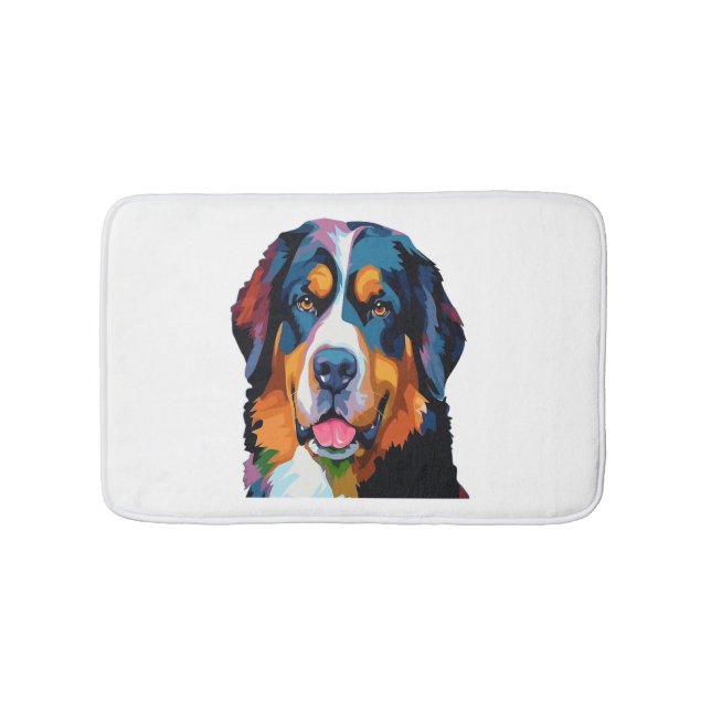 Bernese Mountain Dog Colourful  Bath Mat (Front)