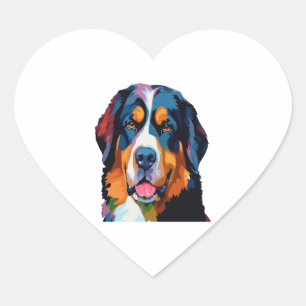 Bernese Mountain Dog Colourful Heart Sticker