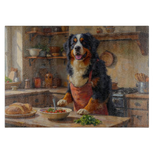 Bernese Mountain Dog Cooking in Kitchen Cutting Board
