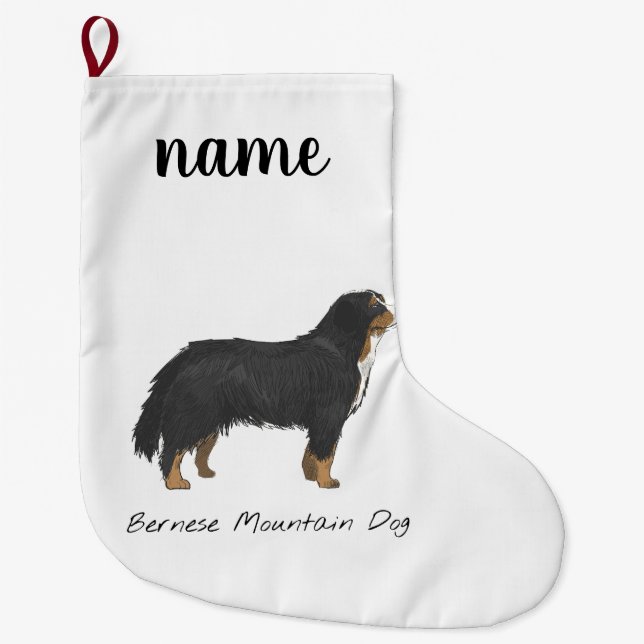 bernese mountain dog customisable christmas large christmas stocking (Front)