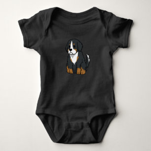 Bernese Mountain Dog Cute Cartoon Baby Bodysuit