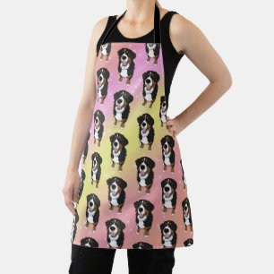 Bernese Mountain Dog Cute pink galaxy Apron