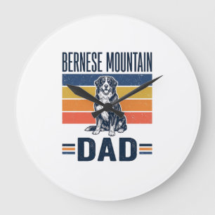 Bernese Mountain Dog Dad Vintage Vector Design_1 Large Clock