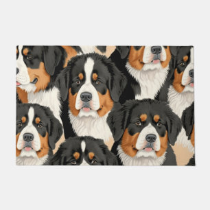 Bernese Mountain Dog Decorative Seamless Pattern Doormat