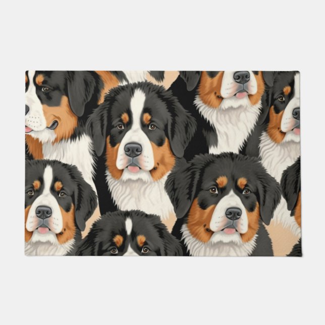 Bernese Mountain Dog Decorative Seamless Pattern Doormat (Front)