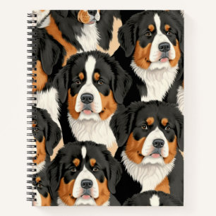 Bernese Mountain Dog Decorative Seamless Pattern Notebook
