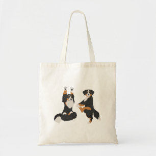 Bernese Mountain dog doing yoga Tote bag