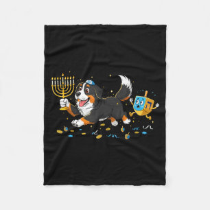 Bernese Mountain Dog Dreidel Menorah Hanukkah Wome Fleece Blanket