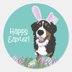 Bernese Mountain Dog Easter Classic Round Sticker