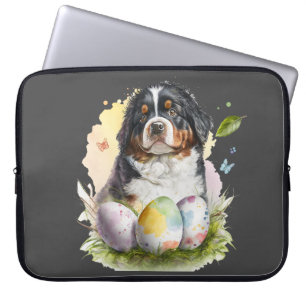Bernese Mountain Dog Easter Egg, Bernese Easter Laptop Sleeve
