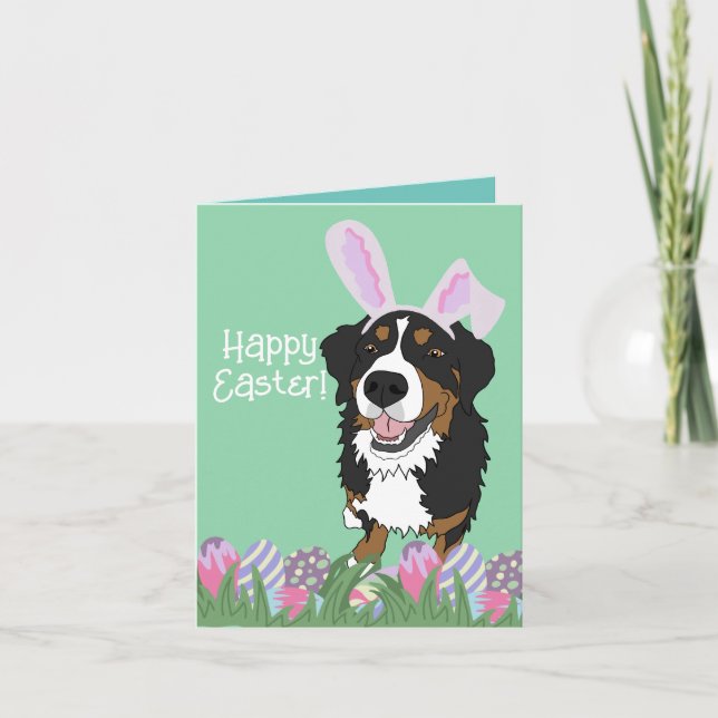 Bernese Mountain Dog Easter  Holiday Card (Front)