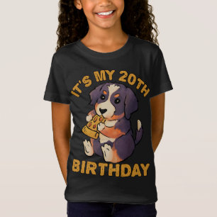 Bernese Mountain Dog Eating Pizza It's My 20th Bir T-Shirt