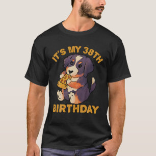 Bernese Mountain Dog Eating Pizza It's My 38Th Bir T-Shirt