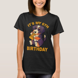 Bernese Mountain Dog  Eating Pizza It's My 6th Bir T-Shirt