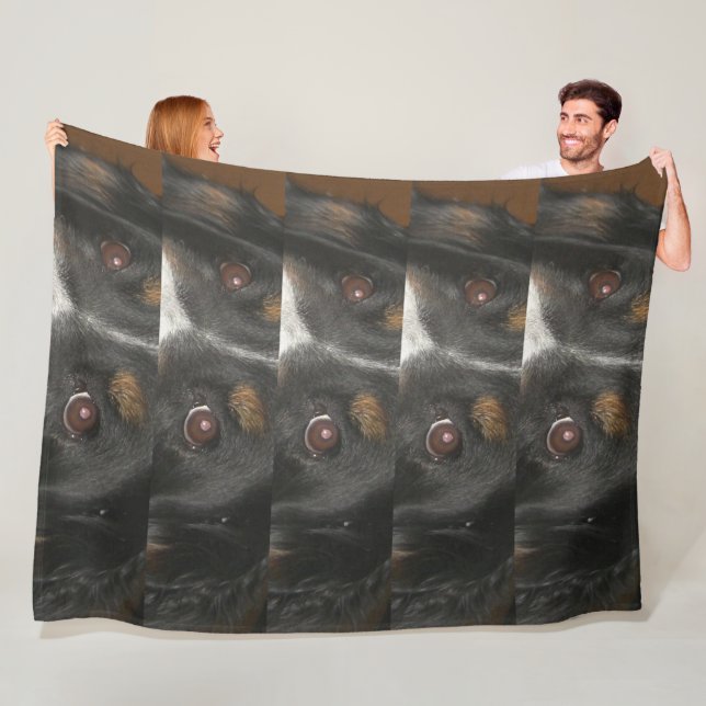 Bernese Mountain Dog Eyes Fleece Blanket (In Situ)