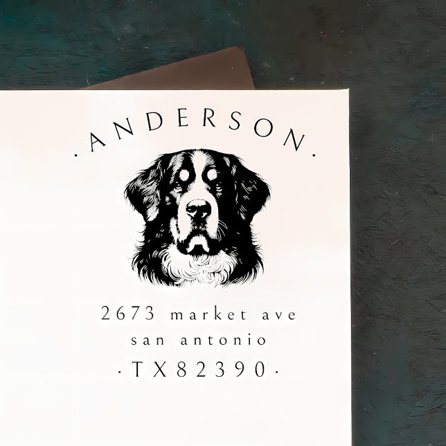 Bernese Mountain Dog Family Name & Return Address Rubber Stamp (Creator Uploaded)