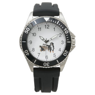 Bernese Mountain Dog Family with Wooden Wagon Watch