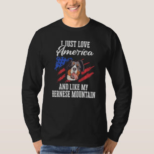 Bernese Mountain Dog Farming Dog Usa Flag T-Shirt