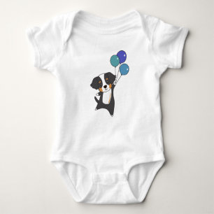 Bernese Mountain Dog Flies With Balloons Sweet Baby Bodysuit