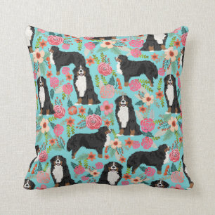 Bernese Mountain Dog Florals Pillow