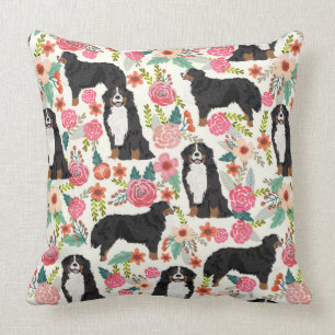 Bernese Mountain Dog Florals Pillow