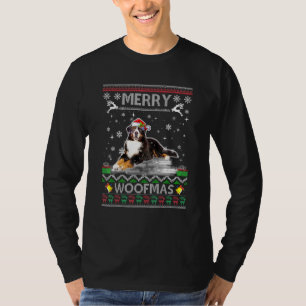 Bernese Mountain Dog For Merry Christmas Woofmas T-Shirt