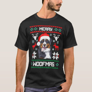 Bernese Mountain Dog For Merry Christmas Woofmas T-Shirt