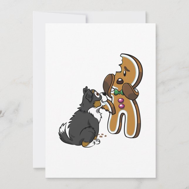 Bernese Mountain Dog Gingerbread Man Christmas Thank You Card (Front)