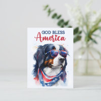 Bernese Mountain Dog, God Bless America Postcard